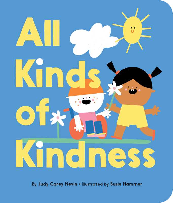 Book cover of 'All Kinds of Kindness' with two children and a dog on a blue background