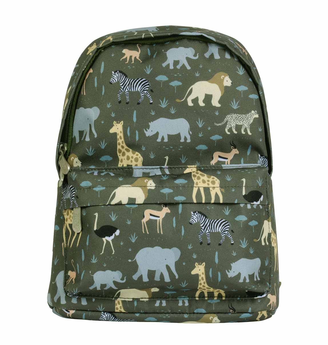 Backpack with animal pattern on a white background