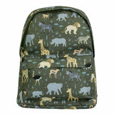 Backpack with animal pattern on a white background