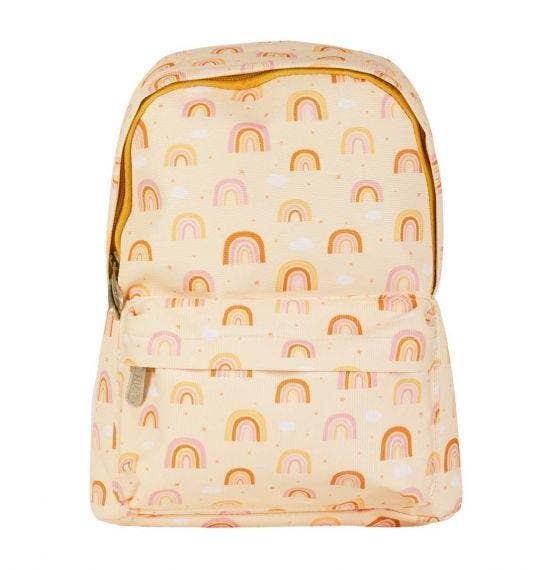 Backpack with rainbow pattern on a white background