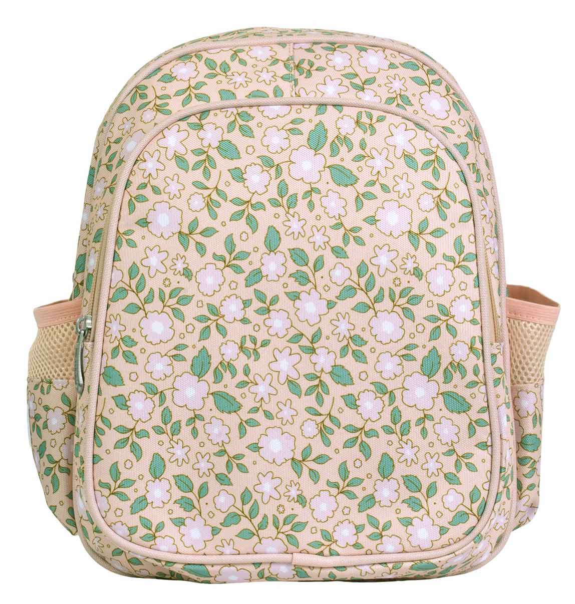 Floral patterned backpack on a white background