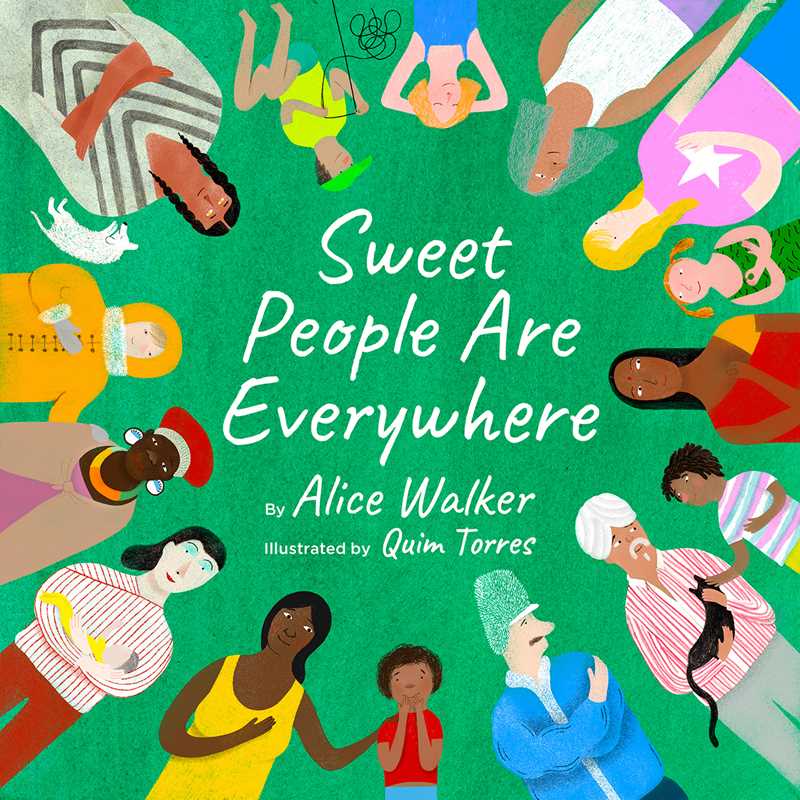 Book cover of 'Sweet People Are Everywhere' with illustrations of people on a green background
