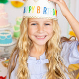 Happy Birthday Felt Crown | Kids Party Hat with Pom Poms