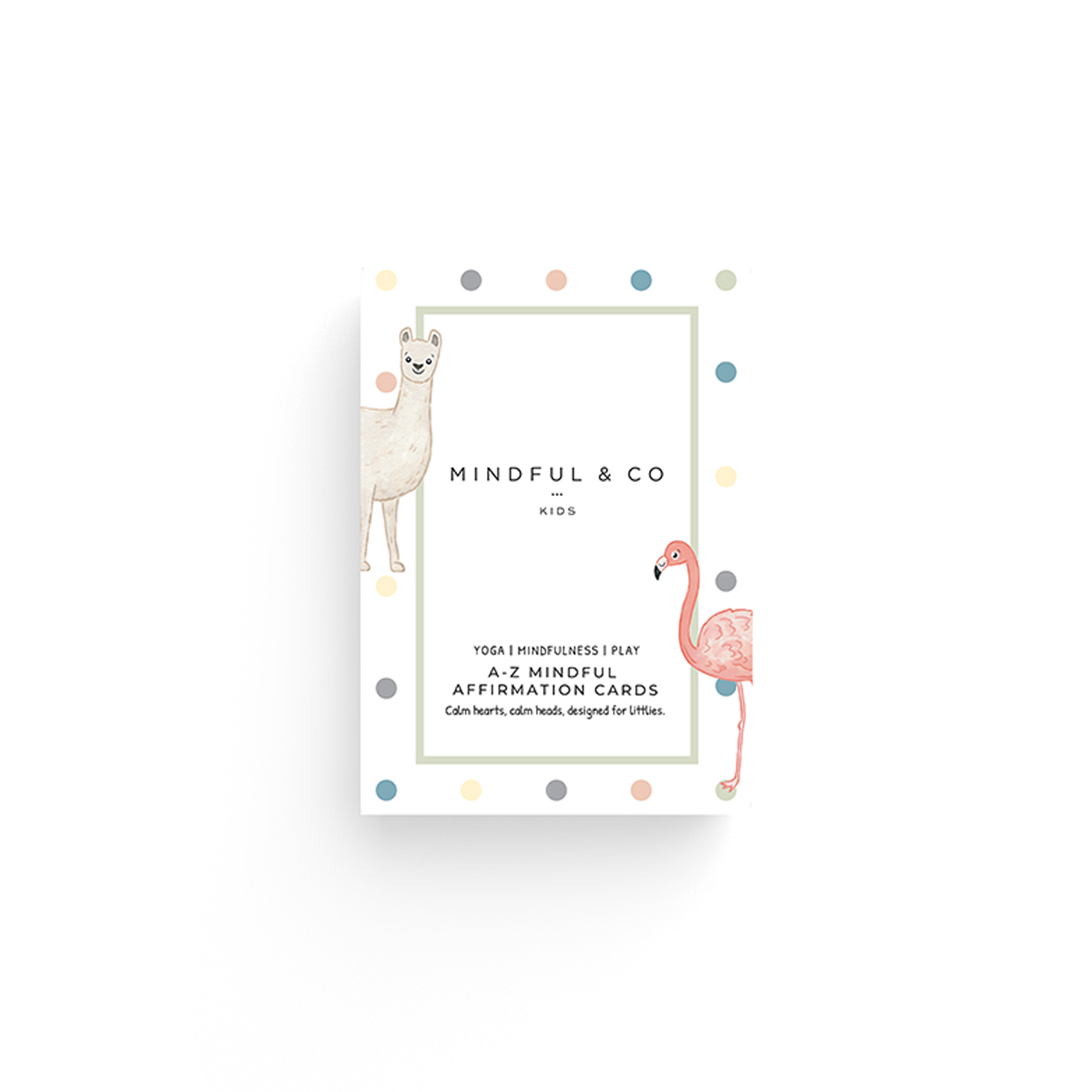 A–Z Mindful Affirmation Cards for kids featuring colorful, letter-based messages promoting confidence and mindfulness