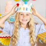 Happy Birthday Felt Crown | Kids Party Hat with Pom Poms