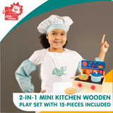 2-in-1 Mini Wooden Kitchen Play Set – 15-Piece Cooking Fun