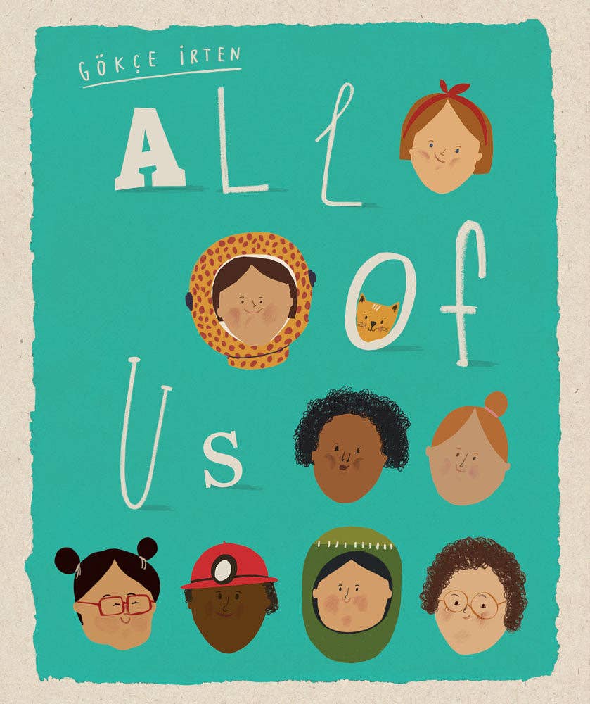 All of Us picture book cover with collage-style illustrations of diverse people. 